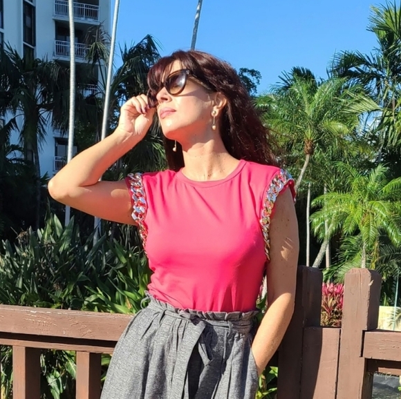 Pastels Clothing Tops - Shoulder Pad Chain Top 